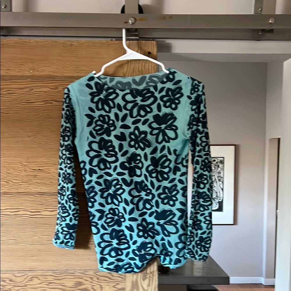 Floral Long Sleeve Top - Blue and Black